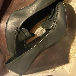 Aldo artison leather loafer with wooden wedge
